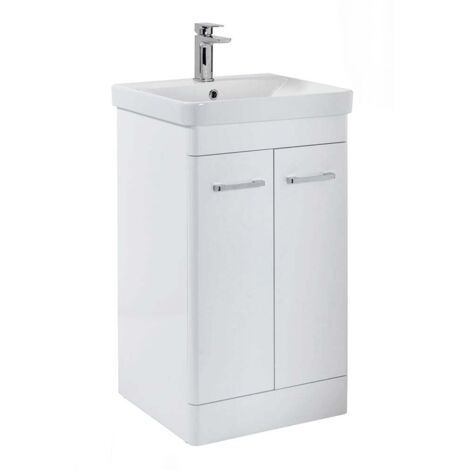 Orbit Eve Floor Standing 2-Door Vanity Unit with Basin 500mm Wide - Gloss White