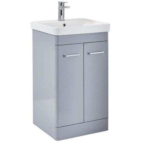 Orbit Eve Floor Standing 2-Door Vanity Unit with Basin 500mm Wide - Pebble Grey