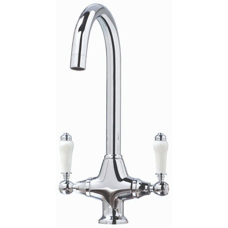 Harrogate Kitchen Sink Mixer Tap Dual Handle - Chrome - Orbit