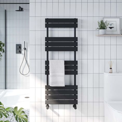 Orbit Life Flat Panel Heated Towel Rail 1200mm H x 450mm W - Black