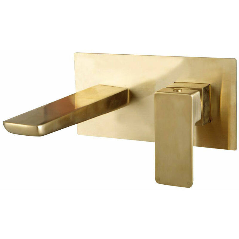 Muro Single Lever Bath Shower Mixer Tap Wall Mounted - Brushed Brass - Orbit