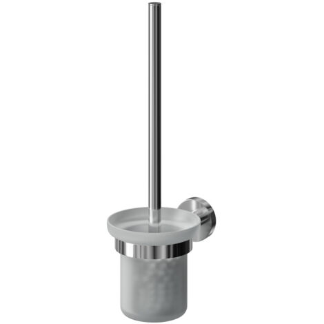 Orbit Polished Chrome and Frosted Glass Wall Mounted Toilet Brush and Holder
