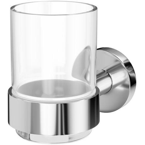 Orbit Polished Chrome and Glass Wall Mounted Bathroom Tumbler