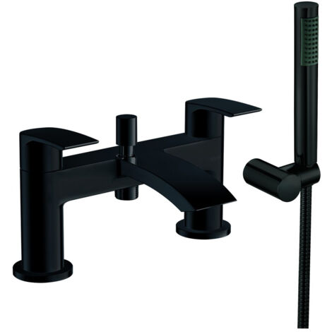 Orbit Reno Bath Shower Mixer Tap Pillar Mounted with Kit and Wall Bracket - Matt Black
