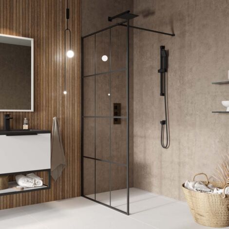 Orbit S8 Grid Wet Room Glass Panel 900mm Wide - 8mm Glass