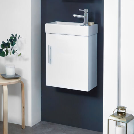 Orbit Verona Wall Hung 1-Door Vanity Unit with Basin 400mm Wide - White