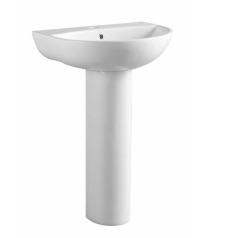 Orbit Viva Basin with Full Pedestal 550mm Wide - 1 Tap Hole