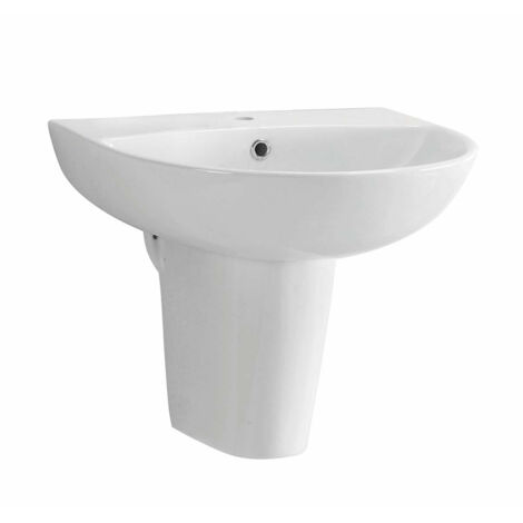 Orbit Viva Basin with Semi Pedestal 450mm Wide - 1 Tap Hole