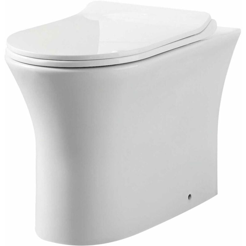 Viva Rimless Comfort Height Back to Wall Toilet Pan 485mm Projection - White - Orbit