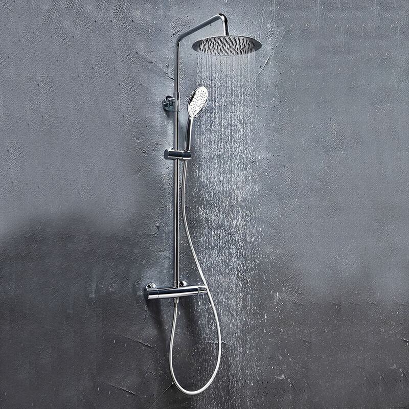 Vizion Curved Thermostatic Bar Mixer Shower with Shower Kit and Fixed Head - Chrome - Orbit