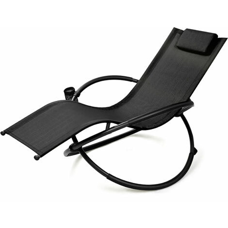 main image of "Orbital Lounger Outdoor Patio Rocking Chair Folding Zero-Gravity Rocker W/Pillow"