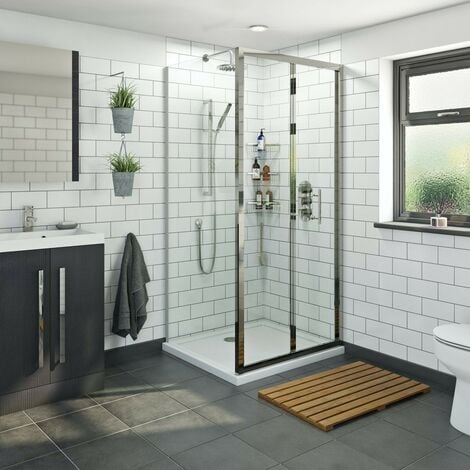 Orchard 6mm bifold shower enclosure with stone tray 760 x 800
