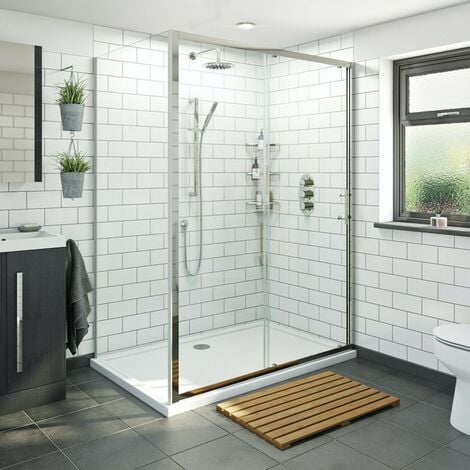 Orchard 6mm sliding shower enclosure with stone shower tray 1200 x 800