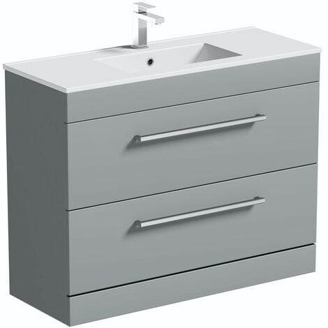 main image of "Orchard Derwent stone grey floorstanding vanity unit and ceramic basin 1000mm"