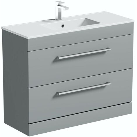 Orchard Derwent stone grey floorstanding vanity unit and ceramic basin 1000mm - Grey