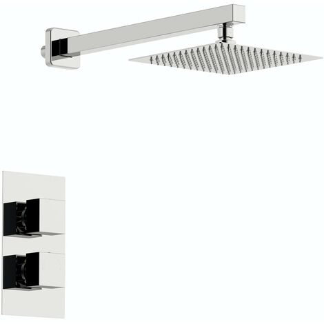 Orchard Derwent thermostatic square concealed shower valve and head set - Chrome