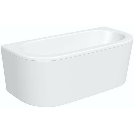 Orchard Elsdon D shaped double ended bath with panel 1700 x 800 - White
