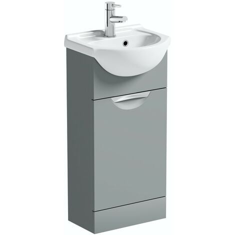 Orchard Elsdon stone grey cloakroom floorstanding vanity unit and ceramic basin 410mm - Grey