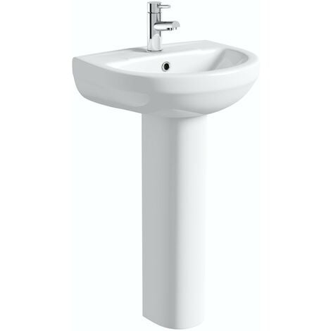 Orchard Wharfe 1 tap hole full pedestal basin - White