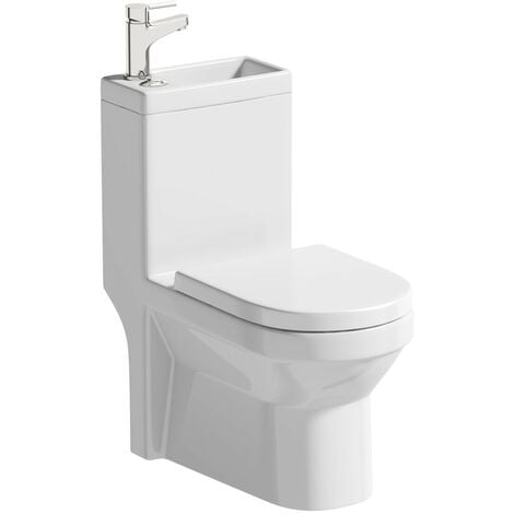 Orchard Wharfe compact all in one toilet and basin unit with tap and waste - White