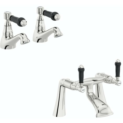 main image of "Orchard Winchester black handle basin and bath mixer taps pack"