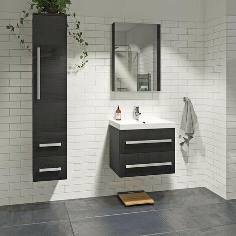 Orchard Wye essen black furniture package with wall hung vanity unit 600mm - Black