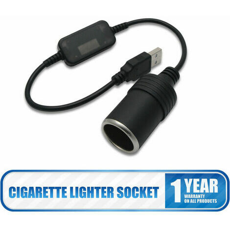 Orchid-Car Encendedor de Cigarrillos Enchufe USB Hembra Adaptador Convertidor Cable 5V a 12V