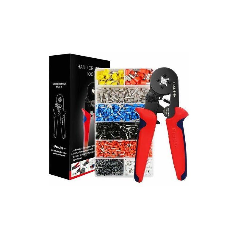 Orchid-Crimper with 1200 insulated crimp terminals from 0.25mm² to 10mm². Electrician's pliers, tools, electrical terminals (Crimping pliers+1200
