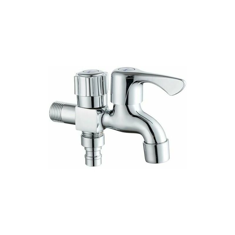Orchid-Double Head Washing Machine Water Faucet Bathroom Washing Machine Faucet Dishwasher Shut-off Valve, Faucet With Two Outlets For Garden,