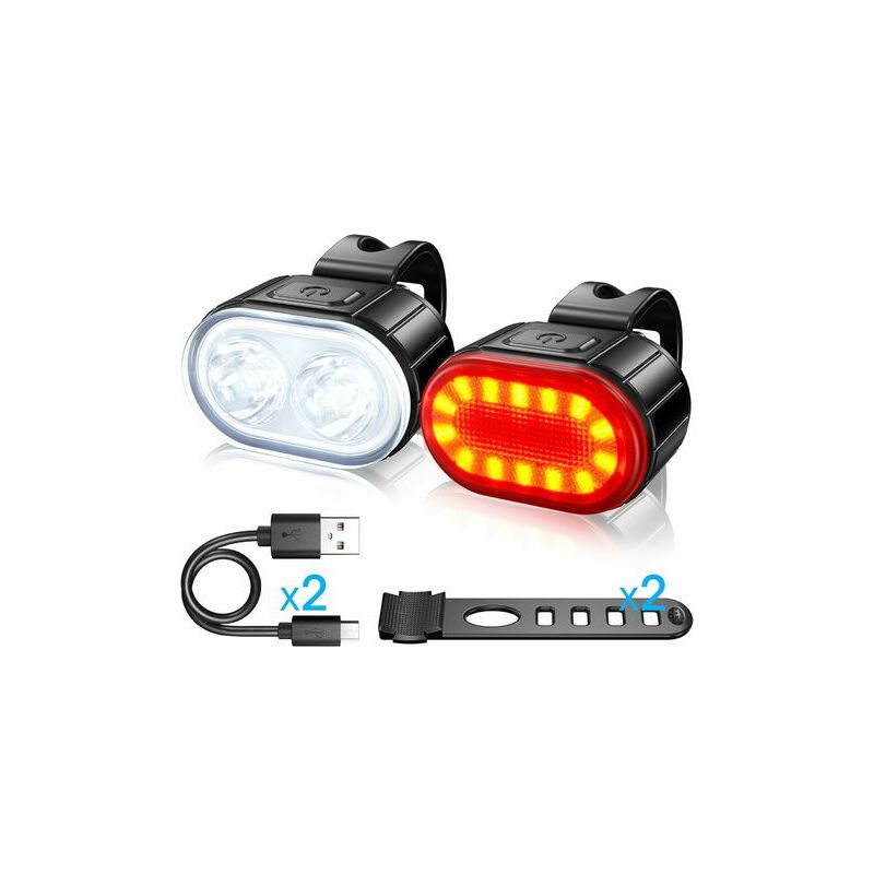 Orchid-LED bicycle light, usb rechargeable front and rear lights, IPX5 waterproof led bicycle lights, double bead headlights, suitable for all