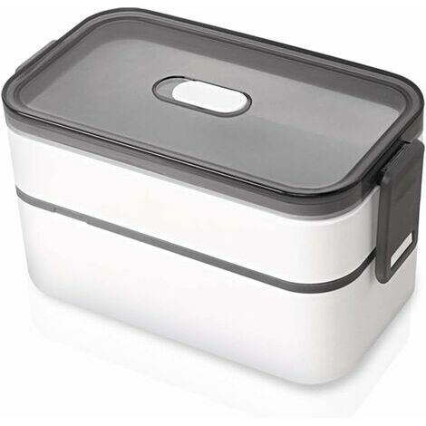 1.5L Double Layer Bento Lunch Box 2 Tier Stainless Steel Kitchen Food  Containers