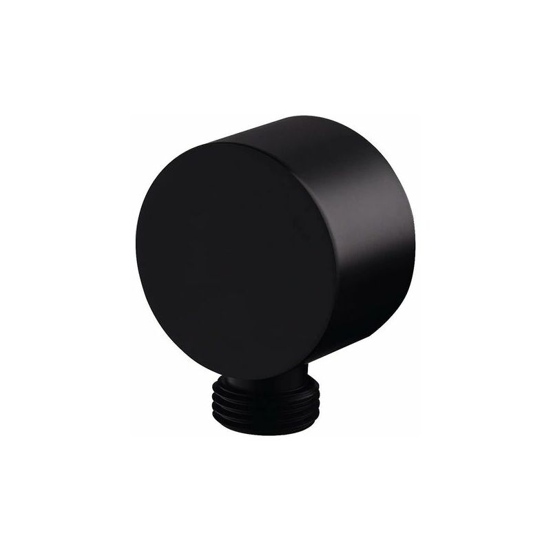 Orchid-Shower Outlet Shower Hose Fitting Round Wall Connection Elbow (Black)