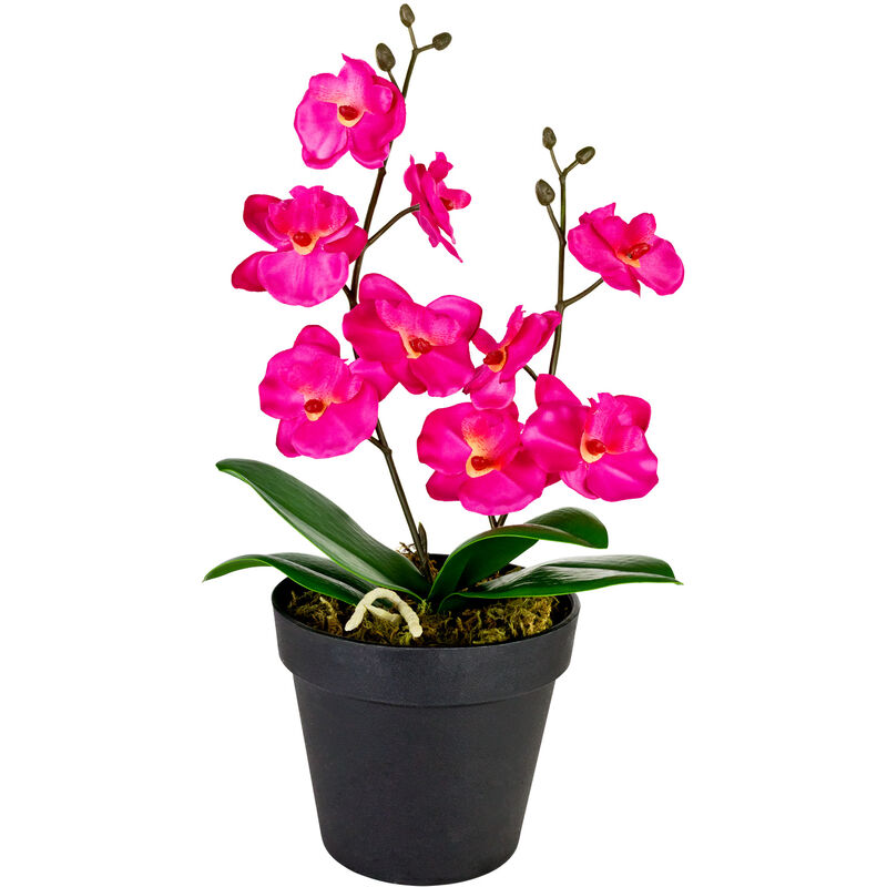 Decovego - Orchidée Plante en Pot Artificielle Artificiel Rose Fuchsia Vif 35 cm
