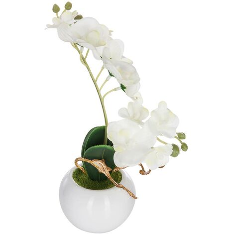 Orchidea artificiale in ceramica H25cm - Bianco - Atmosphera créateur d'intérieur