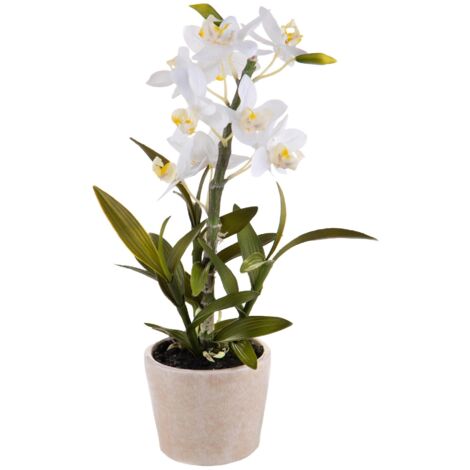 Orchidea Artificiali con Vaso Altezza 43 cm Bianco