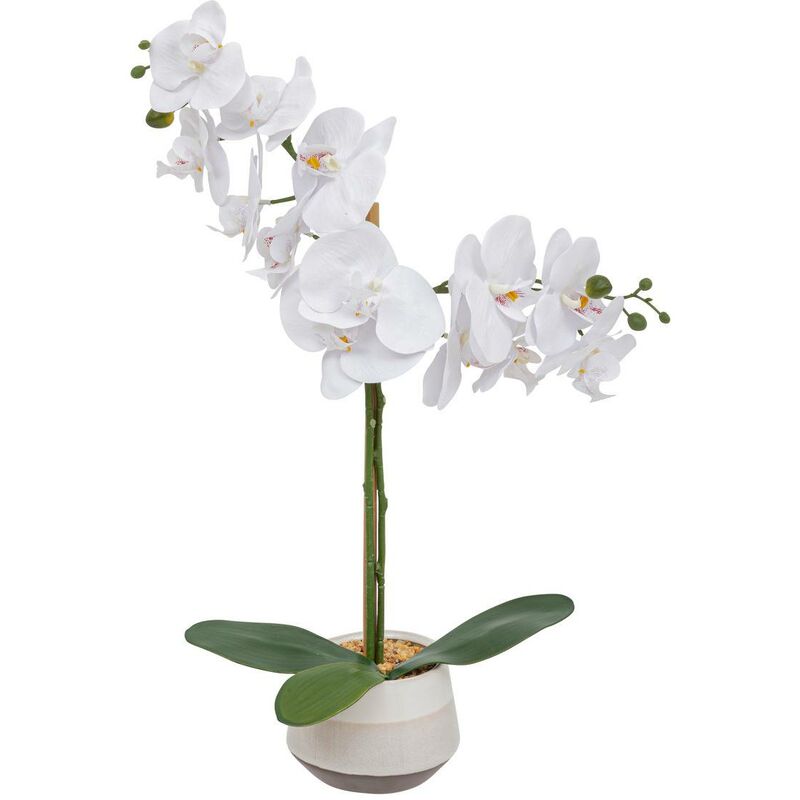 Atmosphera - Plante artificielle Orchidée Blanche pot en céramique bicolore h 52 cm Blanc