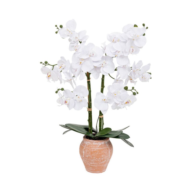 Atmosphera - Orchidée Artificielle en Pot 'Dena' 65cm Blanc