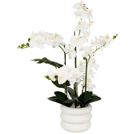 Orchidée Artificielle en Pot "Mick" 80cm Blanc