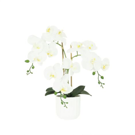 Orchidée artificielle toucher naturel blanc 52cm