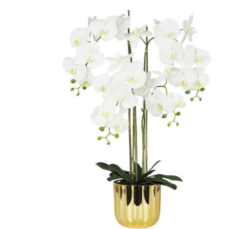 Orchidée artificielle toucher naturel pot or 100cm