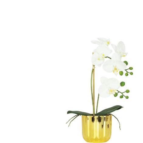 Orchidée artificielle toucher naturel pot or 40cm