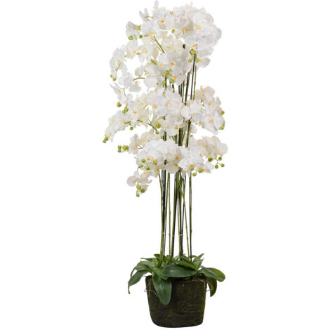 Orchidée en polyester blanc 70 x 70 x 155 cm