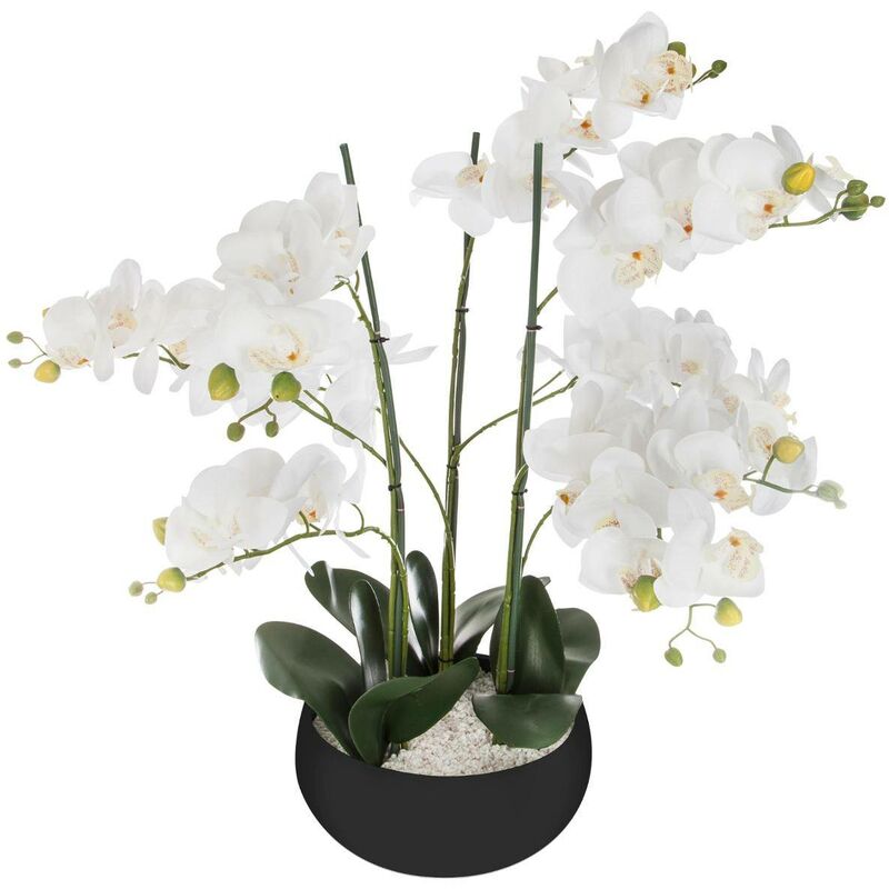 Orchidée artificielle pot céramique noir H65cm Atmosphera créateur d'intérieur - Noir