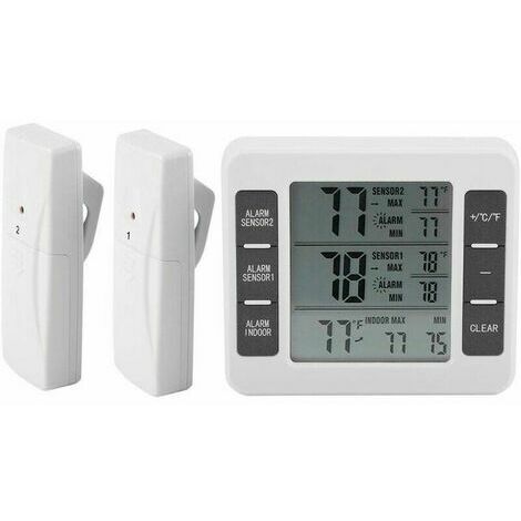orchidée-Fridge Freezer Thermometer Digital Alarm Sound Alarm With Wireless Sensor Min/Max Display