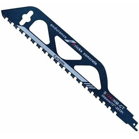 orchidée-Lame de Scie Sabre,Lame de Scie Sabre Expert au Carbure de Tungstène pour Métal,Bois,Pierre,Accessoires de Scie Sabre pour Béton Cellulaire,Brique,Béton (305 mm (S1243HM))