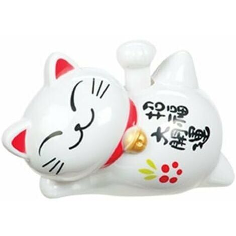 orchidée-Statue Chat Japonais Chat Porte Bonheur Feng Shui Energie Solaire Décoration pour Voiture Maison Bureau