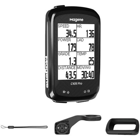 Ordinateurs de vélo GPS C406 Pro Écran LCD 2,4 pouces Affichage des données de cyclisme Deux modes d'entraînement Prise en charge de la conception 10 langues (Noir)