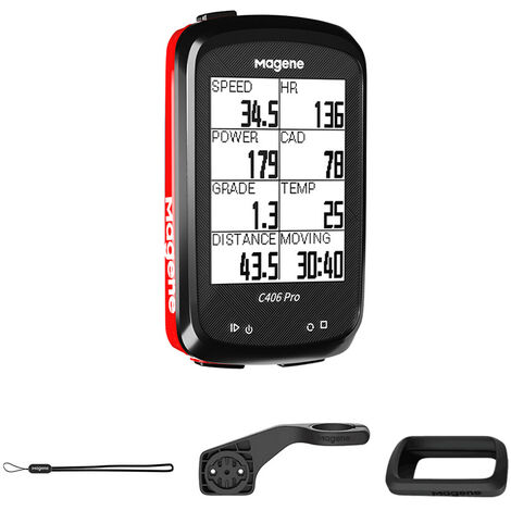Ordinateurs de vélo GPS C406 Pro Écran LCD 2,4 pouces Affichage des données de cyclisme Deux modes d'entraînement Prise en charge de la conception 10 langues (Rouge)