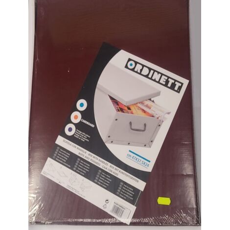 ORDINETT - BOX IN CARTONE 47x37,5x24CM CON MANIGLIE IN PLASTICA - PER L'ORGANIZZAZIONE DELLA CASA - COLORE BORDEAUX