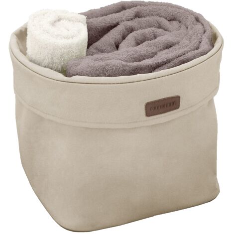 Ordinett Cestino Portaoggetti in Tessuto per Bagno, D28 cm, Beige